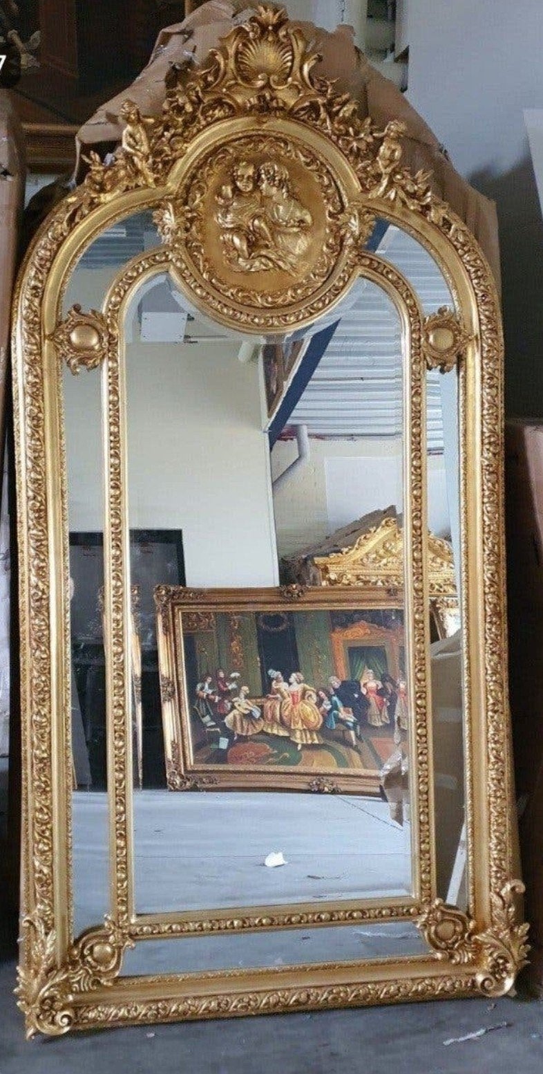Prachtige grote spiegel in barokstijl met een rijk versierd, Antiek en Kunst, Ophalen of Verzenden