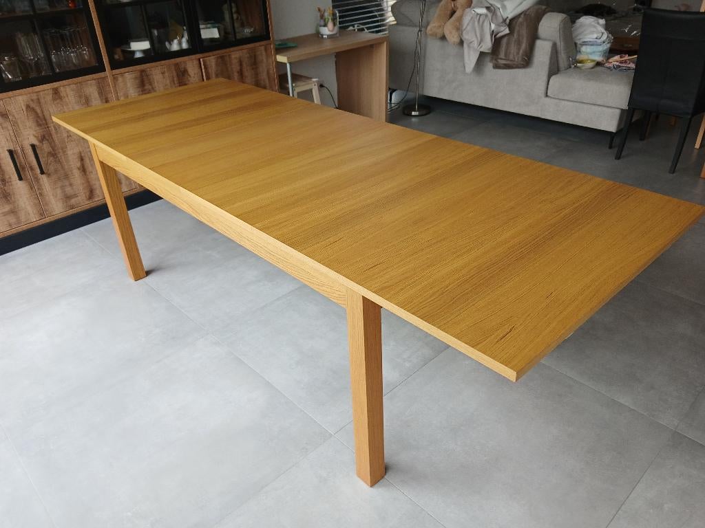 Uitschuifbare eettafel BJURSTA, Huis en Inrichting, Tafels | Eettafels, Ophalen, Eikenhout, 50 tot 100 cm, Vijf personen of meer