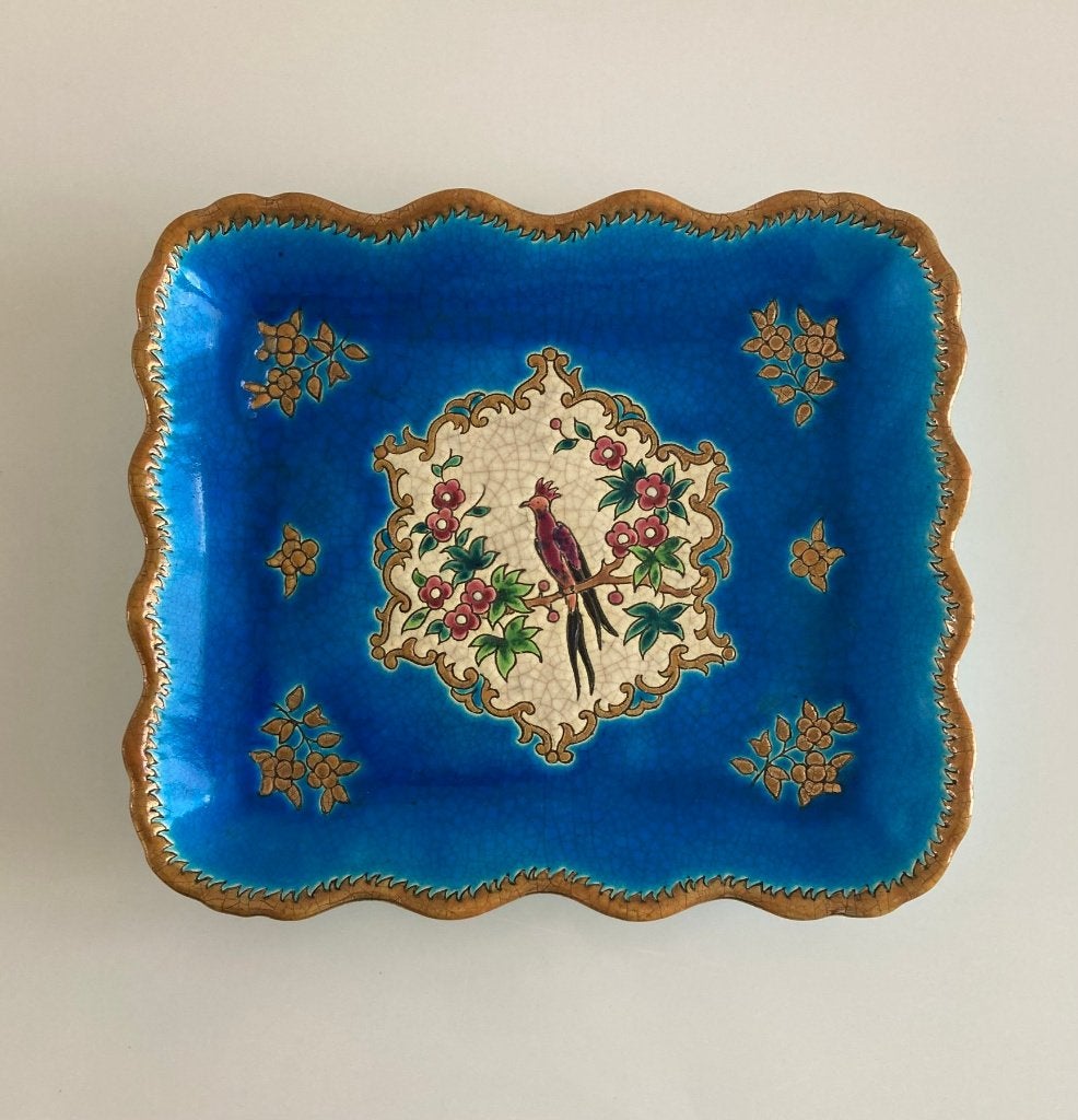 Plat décoratif ÉMAUX LONGWY (1940/50s), Antiquités & Art, Enlèvement ou Envoi
