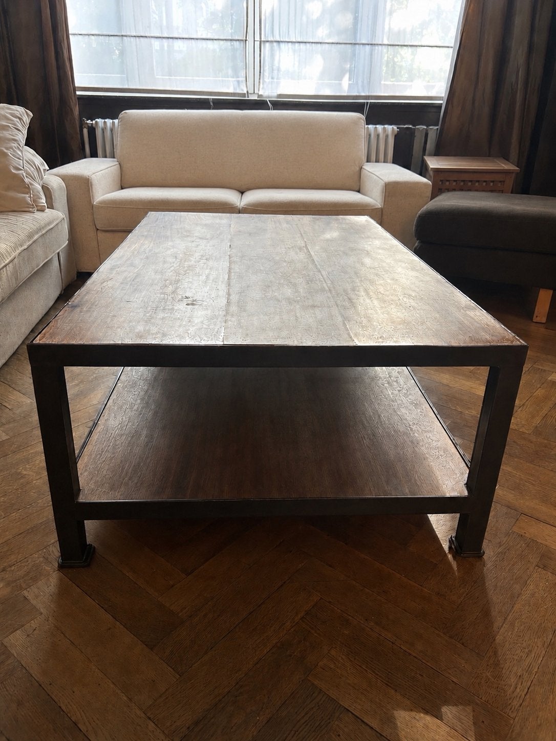 Table basse style Bauhaus en bois massif et metal, Maison & Meubles, Bauhaus, 50 à 100 cm, Comme neuf, 100 à 150 cm