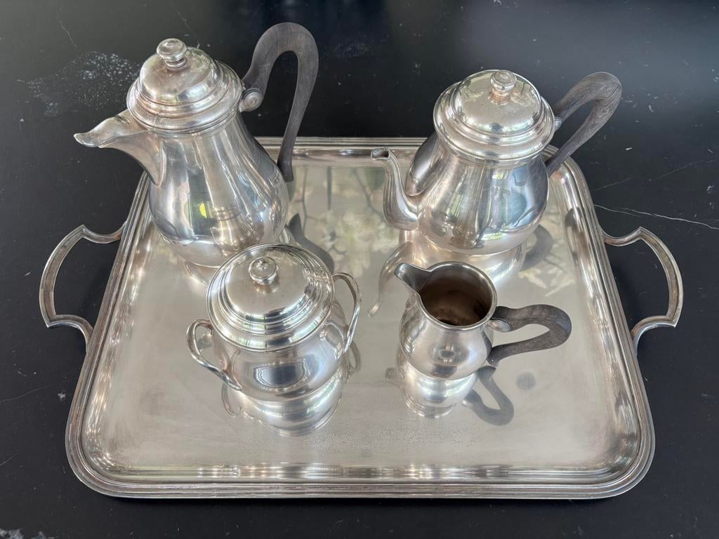 Zilveren koffie-thee-melk-suiker set, Antiek en Kunst, Ophalen, Zilver
