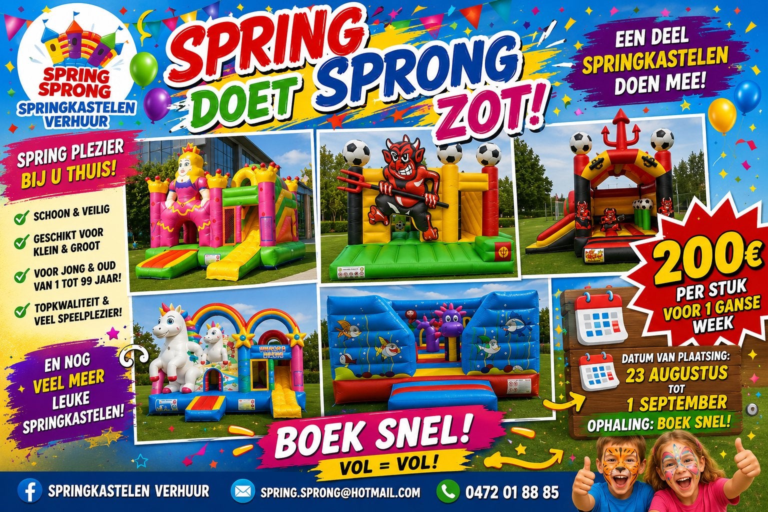 Springkastelen te huur regio Diepenbeek, Enlèvement