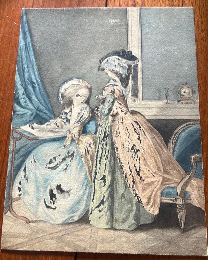 originele aquarel potlood naar schilderij Nicolas Lavreince, Ophalen of Verzenden, Aquarel