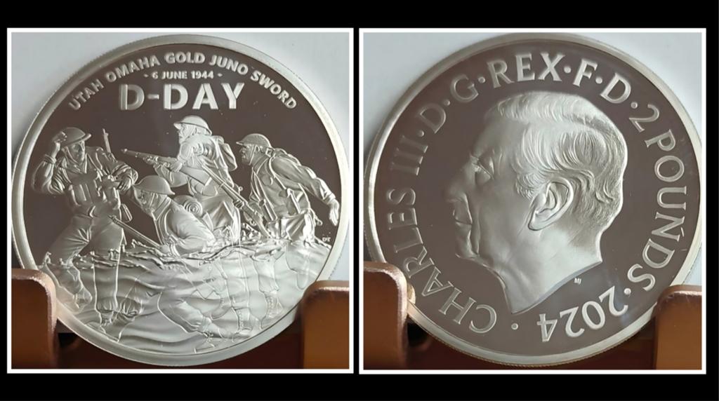 'D-Day' 2 pounds munt 1oz zilver, Postzegels en Munten, Ophalen of Verzenden, Losse munt, Zilver