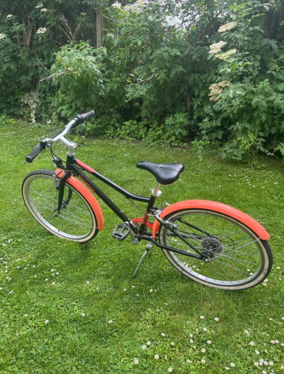 Roze zwarte meisjesfiets/kinderfiets, Enlèvement, Utilisé, Femmes