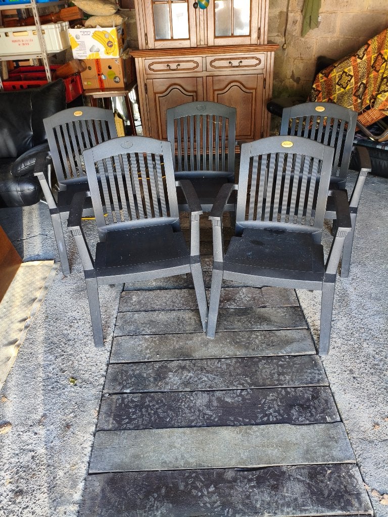 5 chaises de jardin hartman prestige bleue,TBE, Enlèvement, Utilisé, Plastique, Empilable