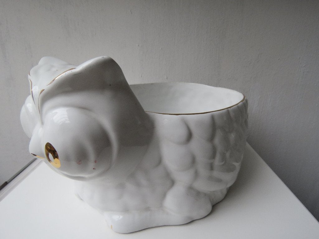 Pot de fleurs en forme de hibou, années 70, numéroté, Enlèvement ou Envoi