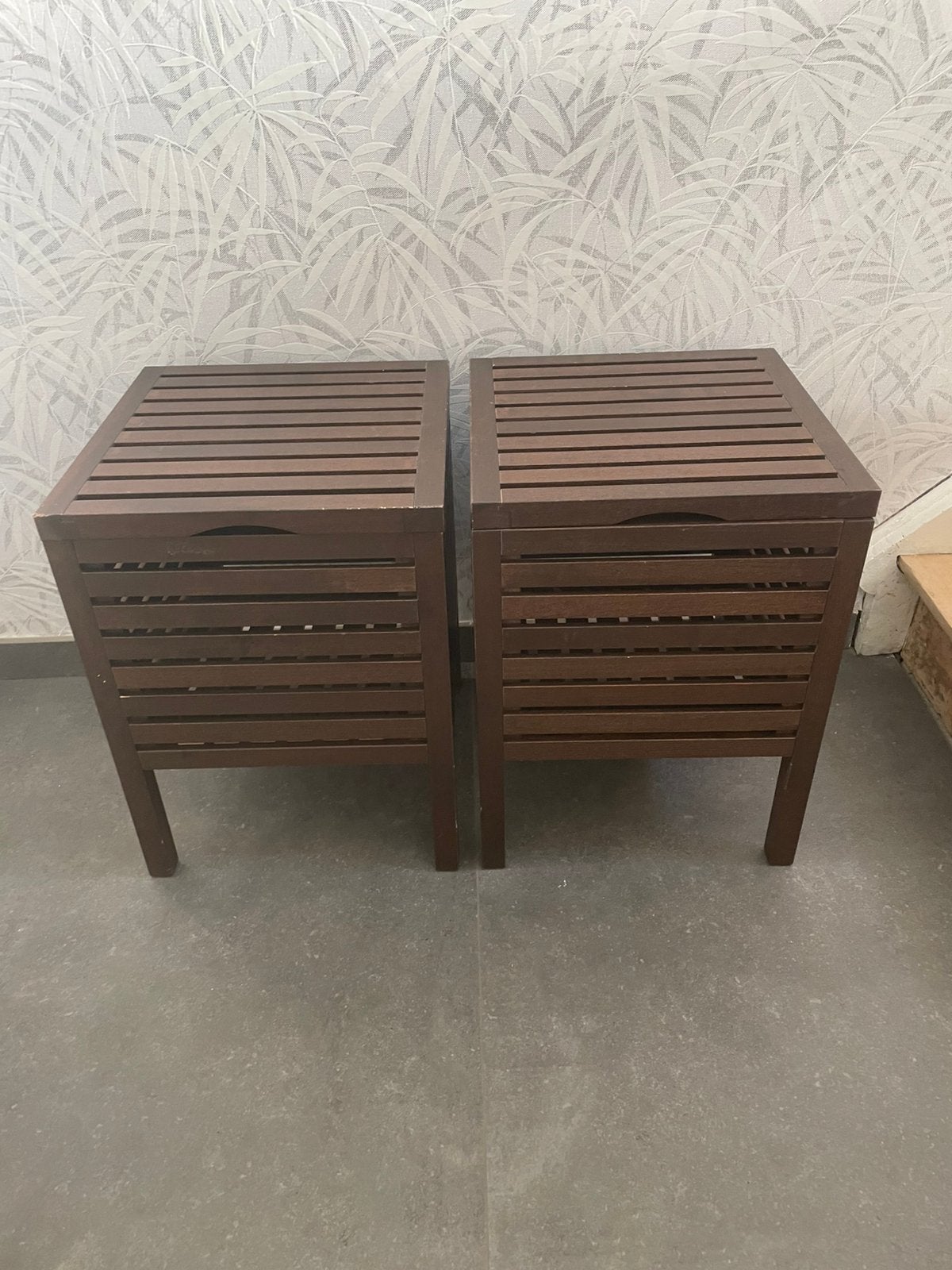 Tabouret coffre bois - Modele Molger Ikea, Enlèvement, Utilisé