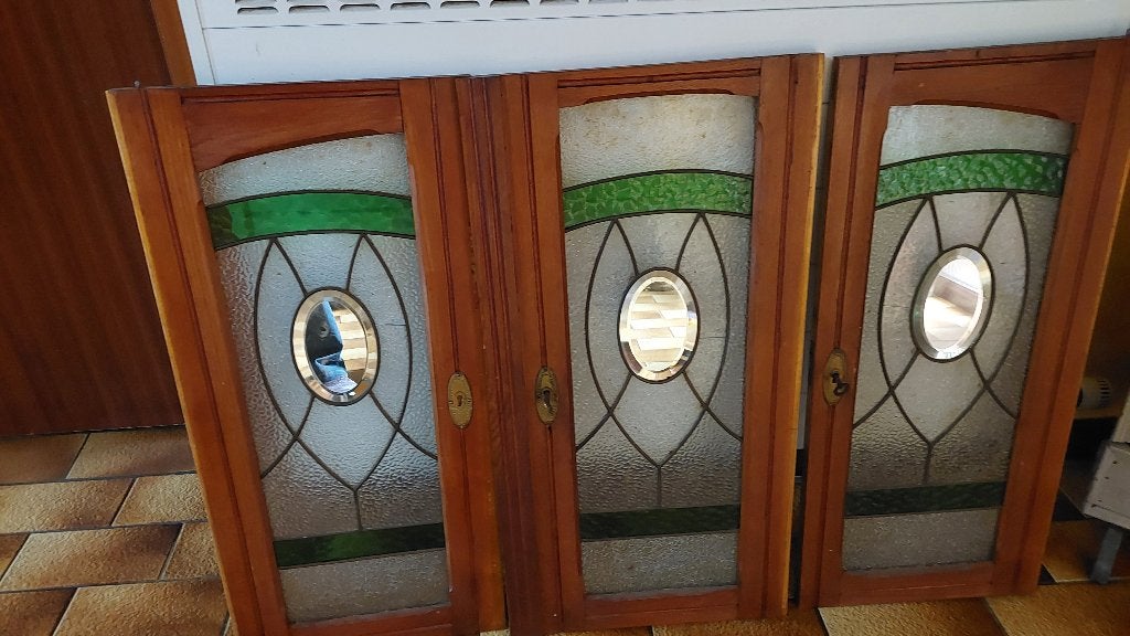 Bricolage  Lot de 3 portes à vitraux  de vieux meuble, Enlèvement, Bricolage