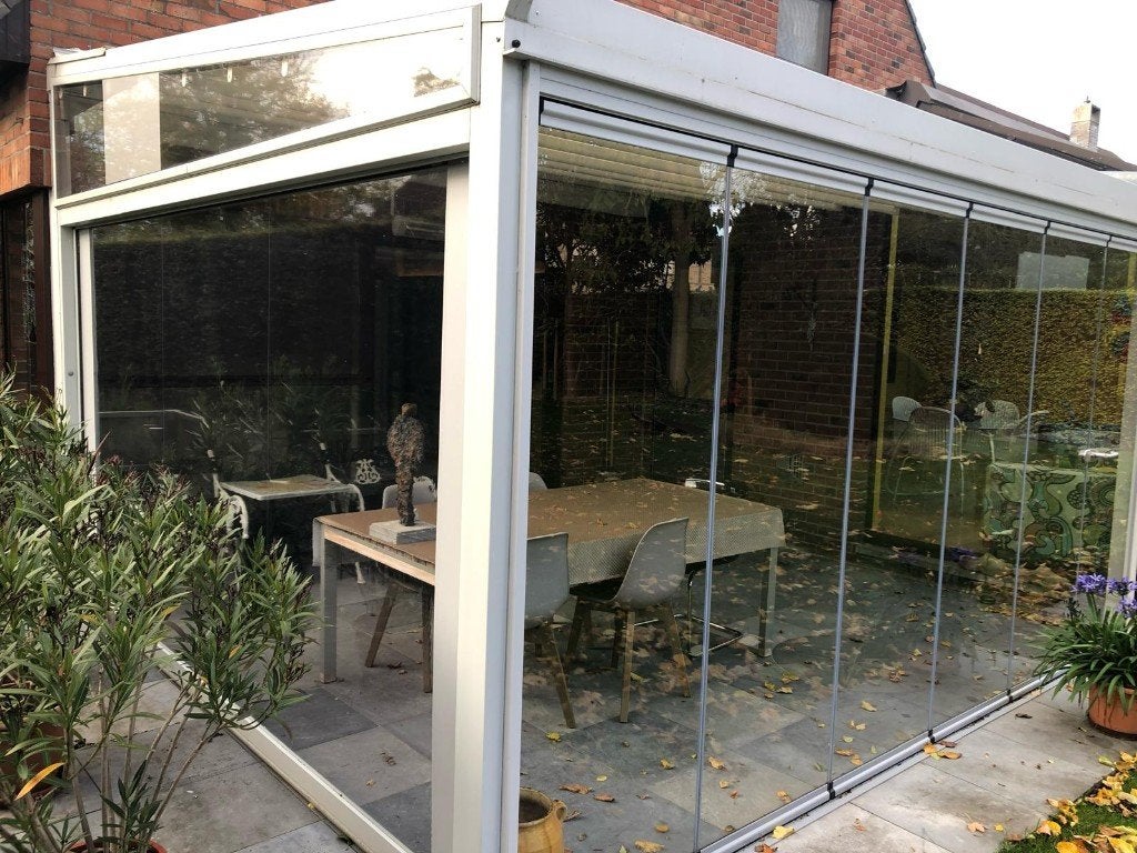 Glazen schuifwand voor varanda of pergola, Tuin en Terras, Ophalen, Gebruikt, Veranda