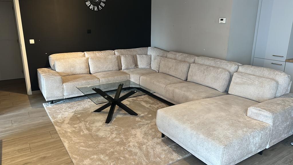 Luxe moderne U-zetel / salon, Ophalen of Verzenden, Zo goed als nieuw, Stof