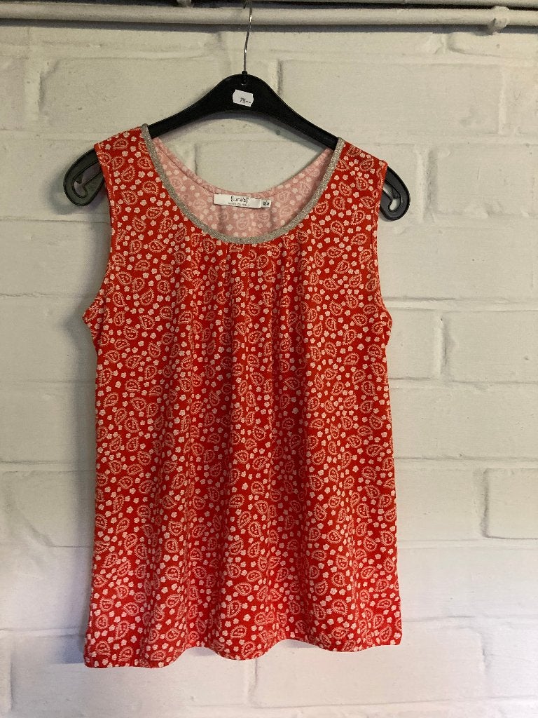 Oranje-rood met wit topje, merk : Luna's, maat 42, Kleding | Dames, Topjes, Meerkleurig, Maat 42/44 (L), Ophalen of Verzenden