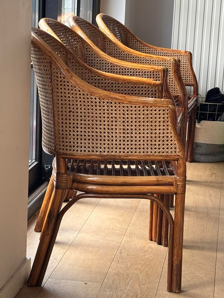 Set van 4 McGuire Style rotan bamboo stoelen, Antiek en Kunst, Ophalen