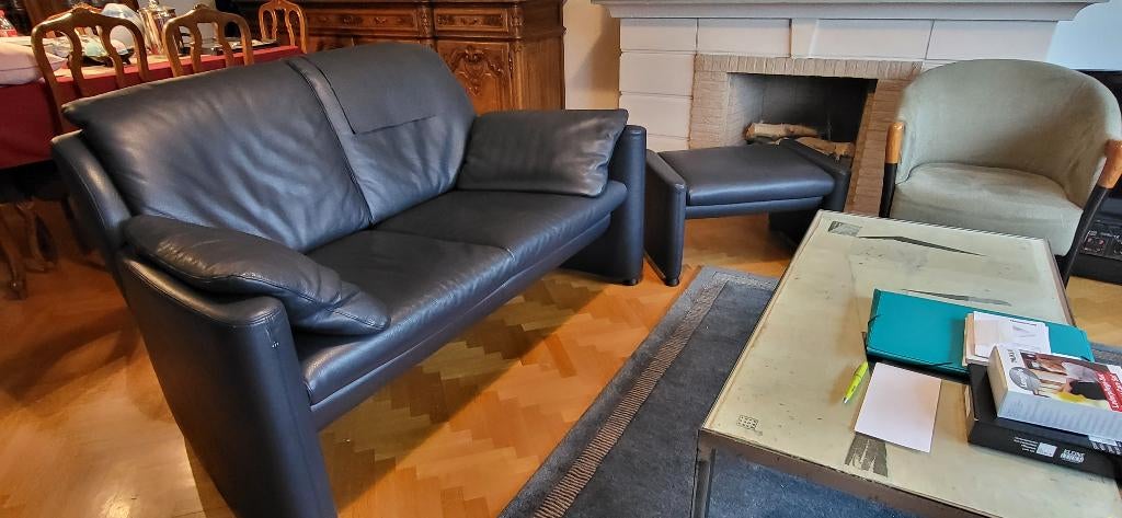 Lederen salon - JORI - verkoop wegens overlijden, Huis en Inrichting, Ophalen, Driepersoons, Zo goed als nieuw, Rechte bank