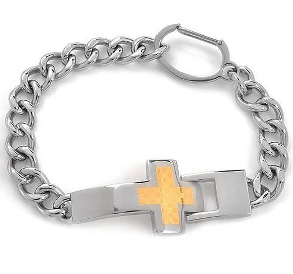 Roestvrij staal met titanium coating armband 14ct goud inleg, Verzenden, Nieuw, Overige kleuren, Staal