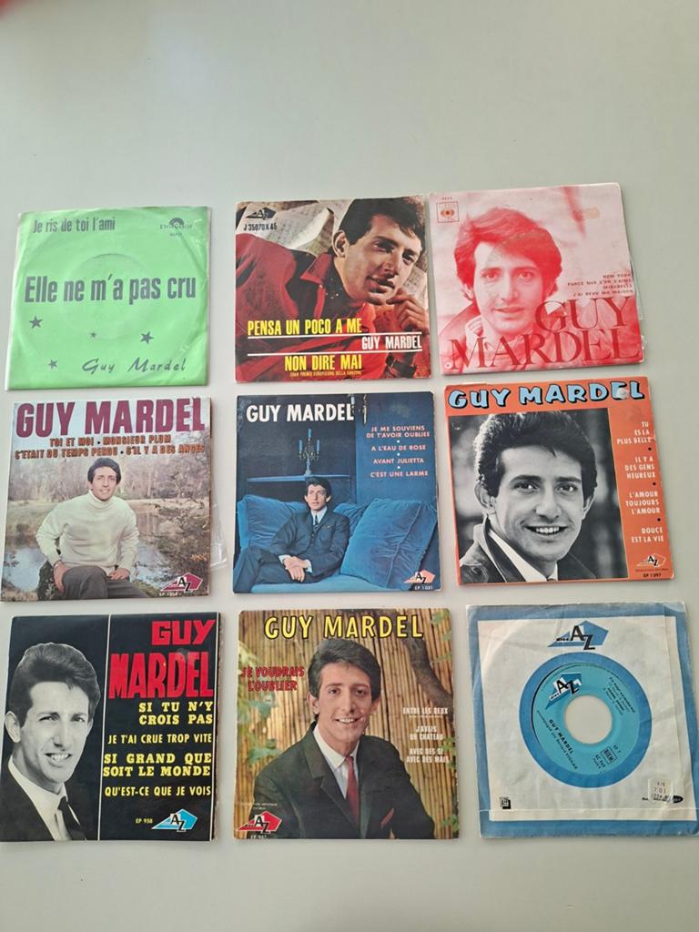 Vinyl: Lot van 9 singles en EP's Guy Mardel -, Gebruikt, Overige genres, 7 inch, Ophalen of Verzenden