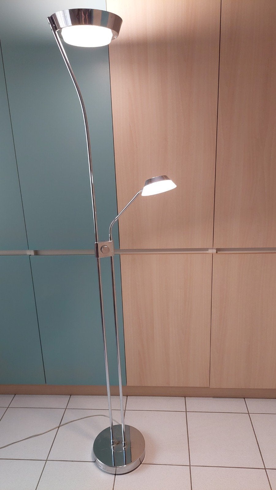 LED vloerlamp met leeslamp, Ophalen, Gebruikt, Metaal, Modern