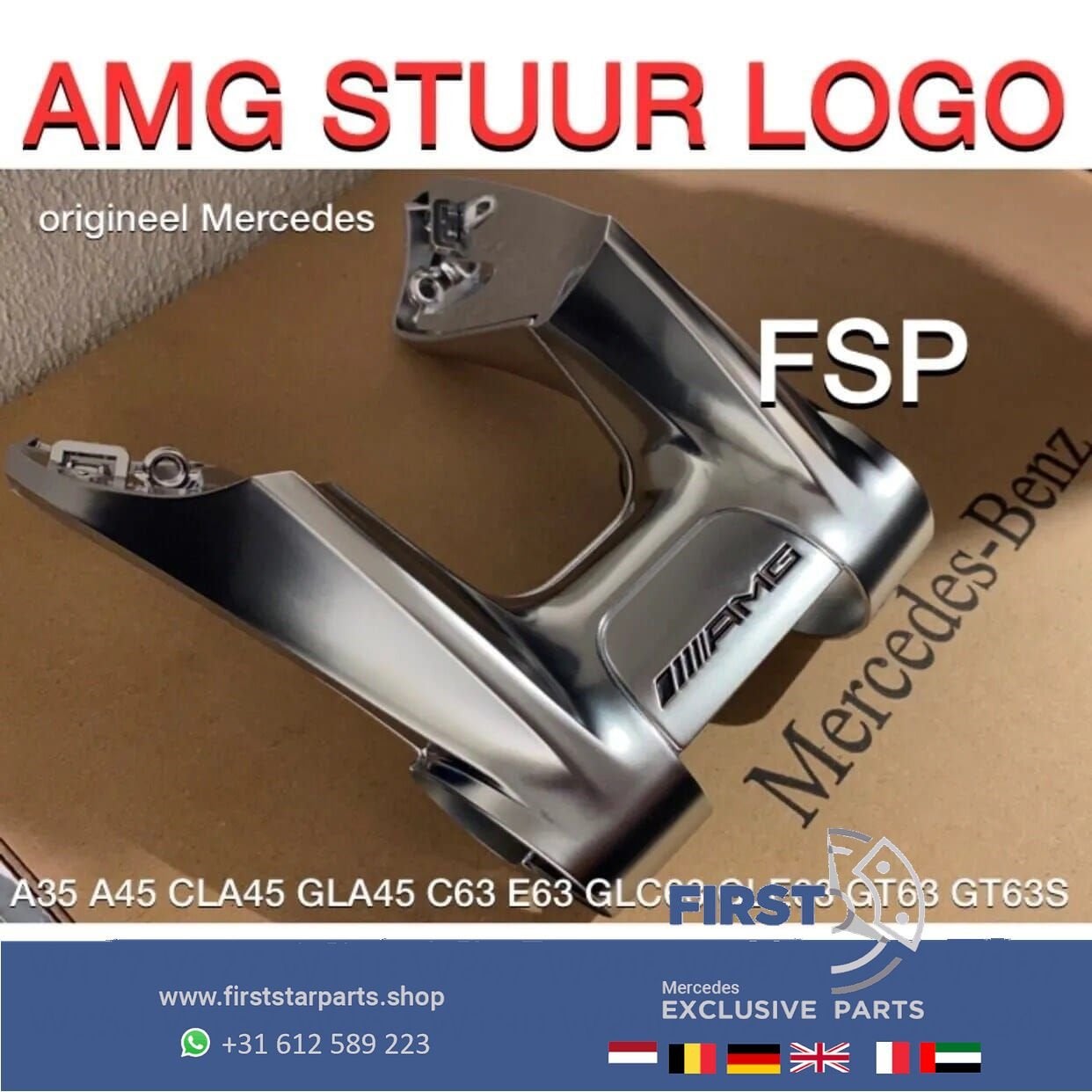 Mercedes ORIGINEEL 2020 STUUR AMG LOGO A45 C43 C63 CLA45 E63, Auto-onderdelen, Gebruikt, -, Voor, Ophalen of Verzenden