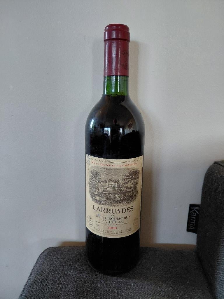 Fles carruades de lafite rothschild pauillac 1988, Verzamelen, Frankrijk, Nieuw, Ophalen of Verzenden, Rode wijn