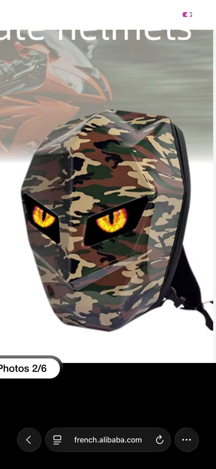 Sac a dos geand format camouflage avec yeur interchangeable, Enlèvement, Comme neuf
