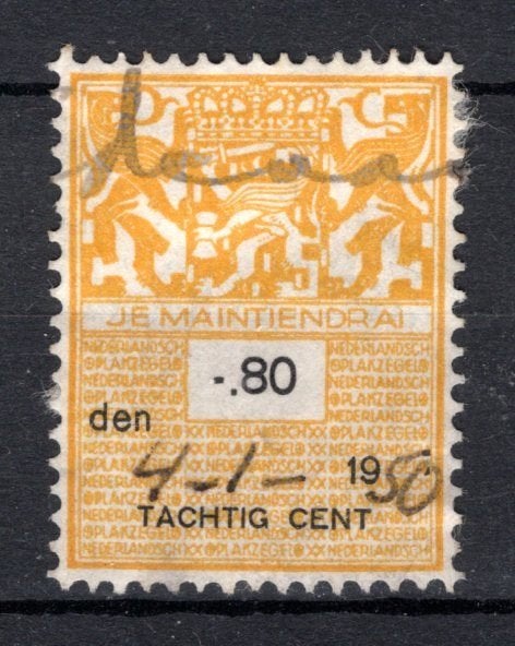 NEDERLAND Fiscale zegel 80c 1950, Verzenden, Na 1940, Gestempeld