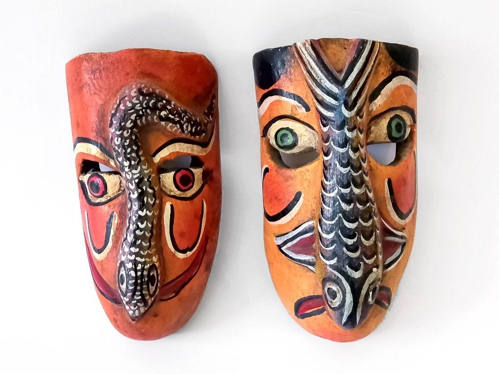 masker set "Spirit Masks", Antiek en Kunst, Kunst | Niet-Westerse kunst, Hout, Mexico, Masker, Ophalen of Verzenden