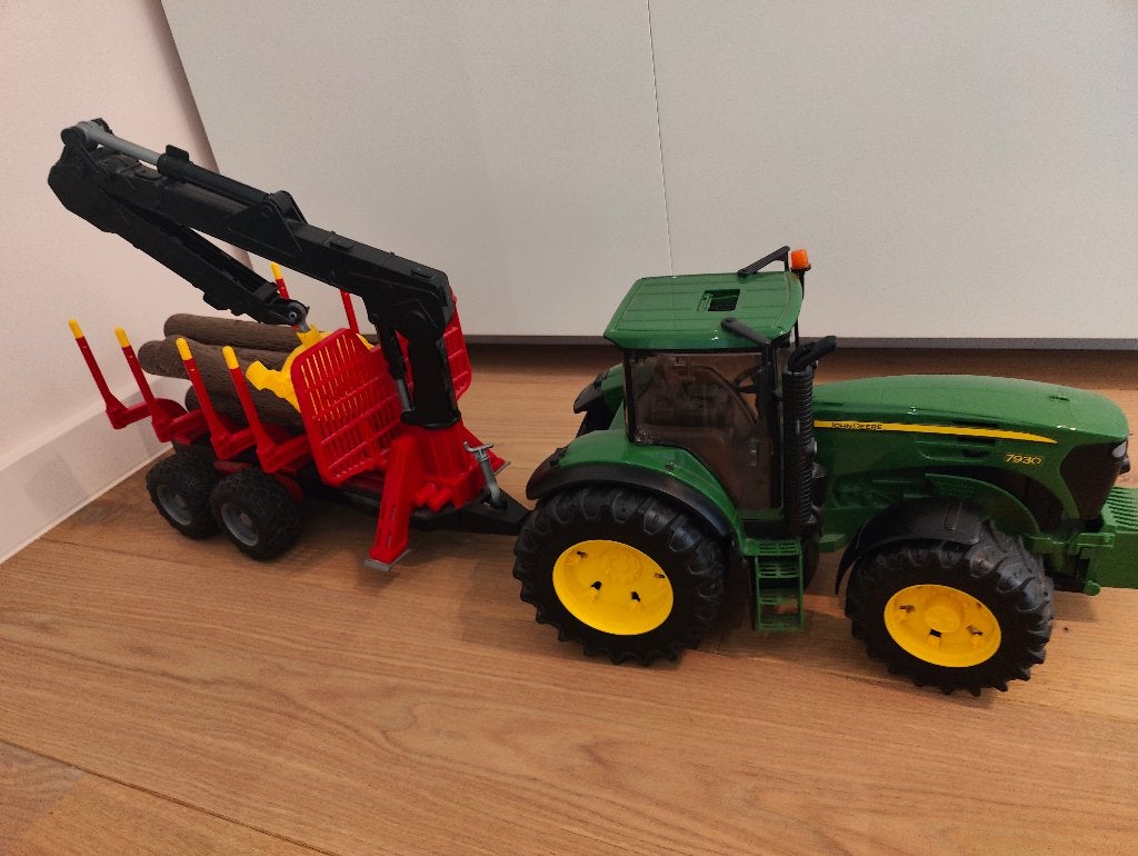 Bruder tractor met aanhangwagen, Kinderen en Baby's, Speelgoed |Speelgoedvoertuigen, Ophalen, Gebruikt