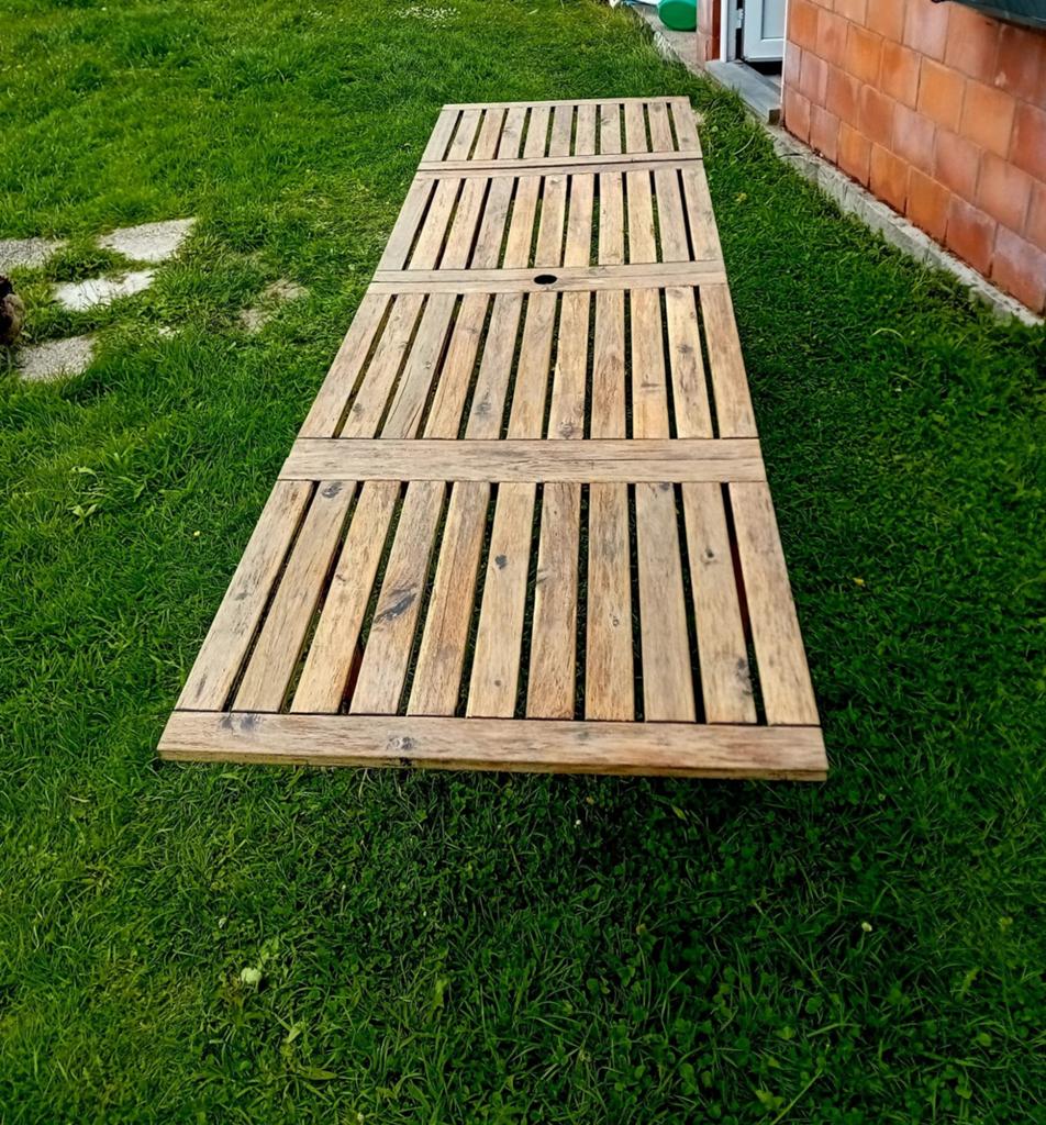 Houten tuintafel b 77,5 x 140 - 260 cm, Tuin en Terras, Terrasdelen en Vlonders, Ophalen, Gebruikt, Hout