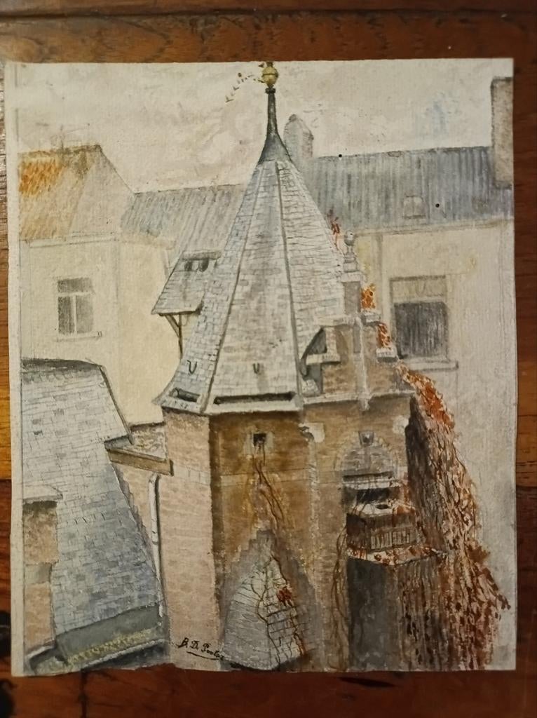Aquarel Bernard De Pooter, Antiek en Kunst, Ophalen of Verzenden