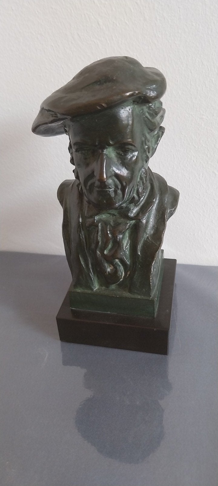 "Antieke bronzen buste Richard Wagner, gesigneerd Hänel (Ben, Antiek en Kunst, Ophalen, Brons