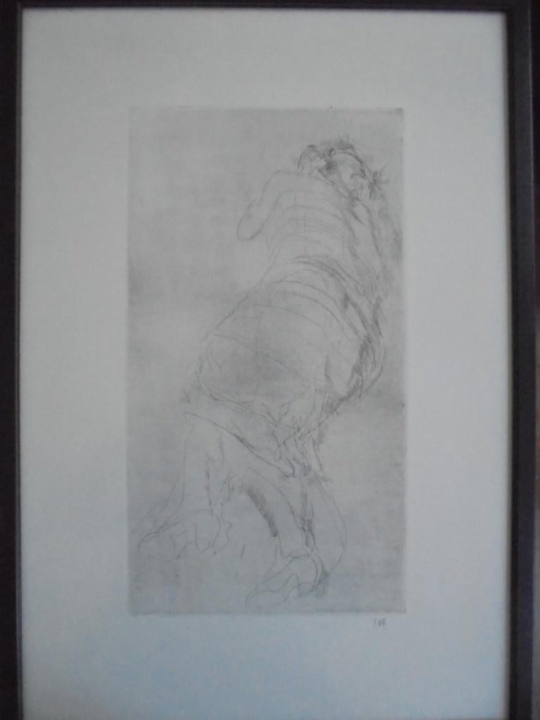 Jos Hendrickx  1906 - 1971  Ets   Liggende vrouw, Antiek en Kunst, Verzenden, Ets, Gesigneerd