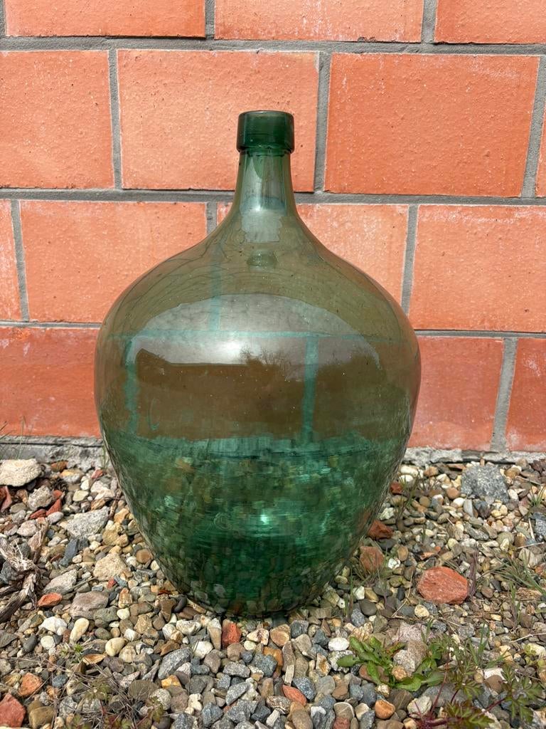 Dame Jeanne fles groene dikke glas 50cm, Enlèvement, Comme neuf