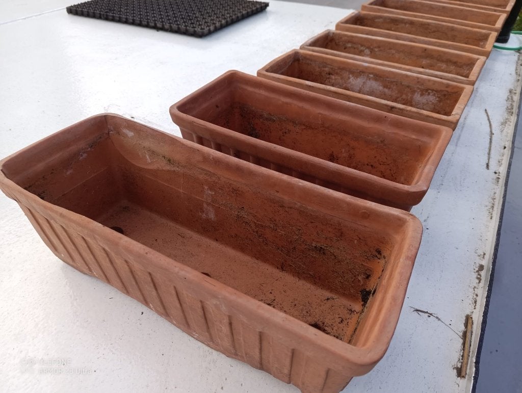 bloembakken terracota 7 stuks voor 20€, Moins de 30 cm, Pierre, Enlèvement, Utilisé