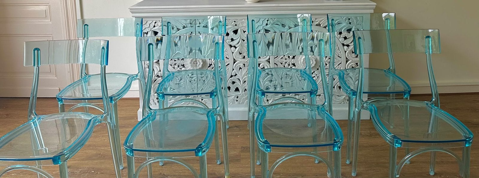 Lot de 8 chaises bleu avec défauts, Enlèvement, Bleu