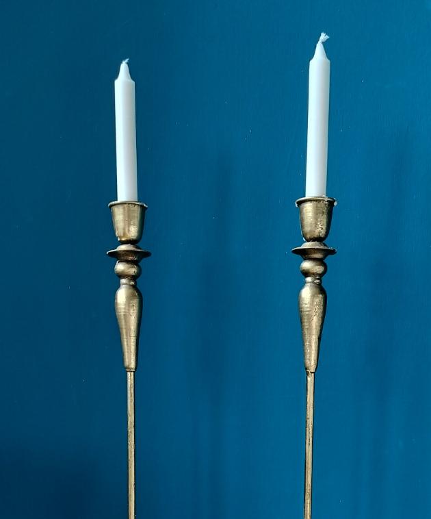 Set van 2 kandelaars goud - 85 cm lang, Huis en Inrichting, Ophalen, Zo goed als nieuw, 75 cm of meer, Kandelaar