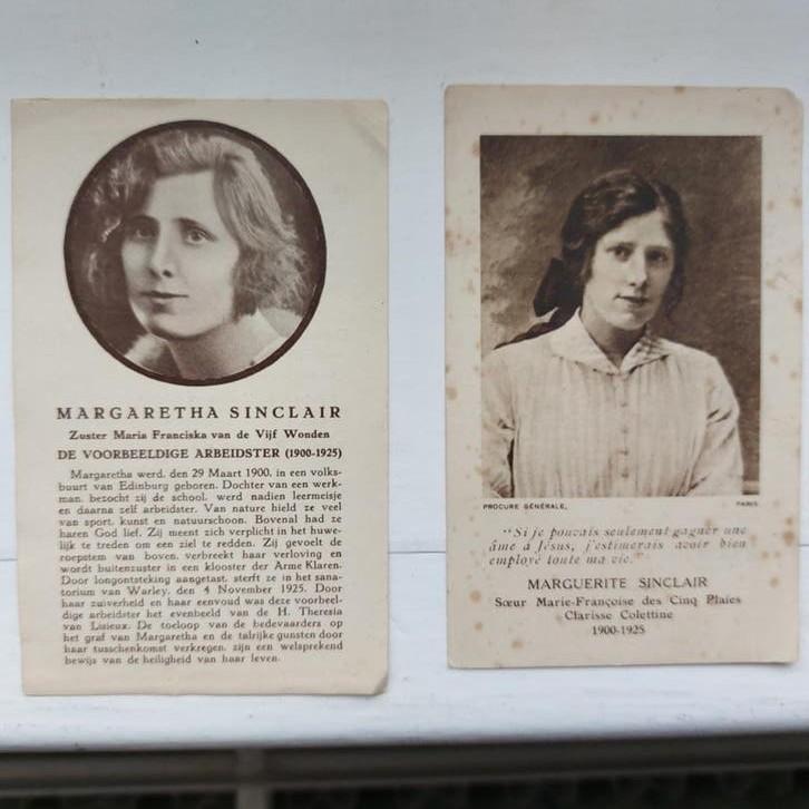 2 bidprentjes H. Margaretha Sinclair, Verzamelen, Ophalen of Verzenden, Bidprentje