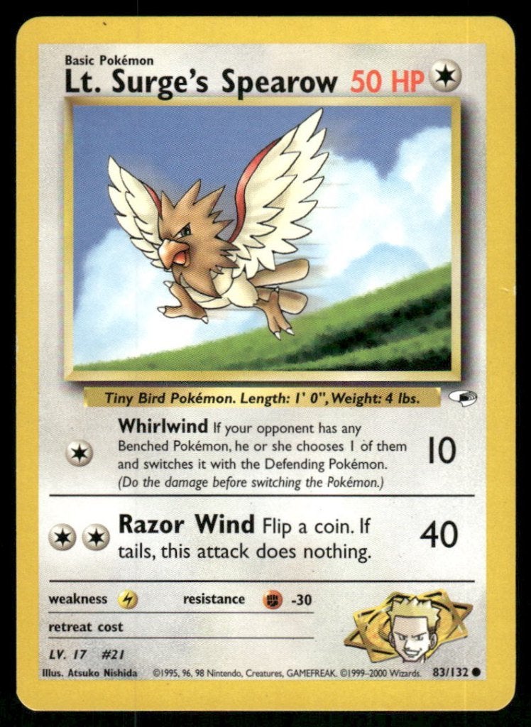 Lt. Surge's Spearow 83/132 - Gym Heroes, Hobby en Vrije tijd, Verzamelkaartspellen | Pokémon, Verzenden, Gebruikt