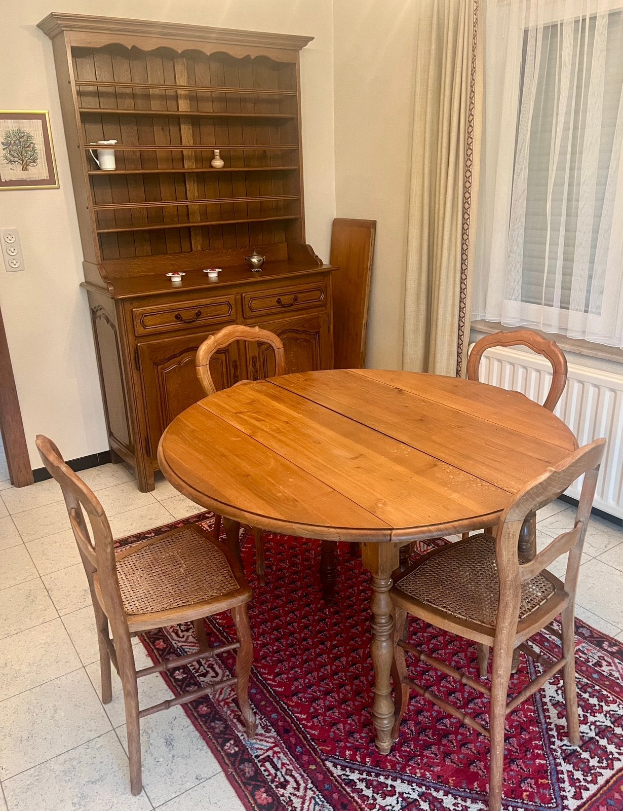 Table ronde + 4 chaises, Maison & Meubles, Enlèvement, Utilisé