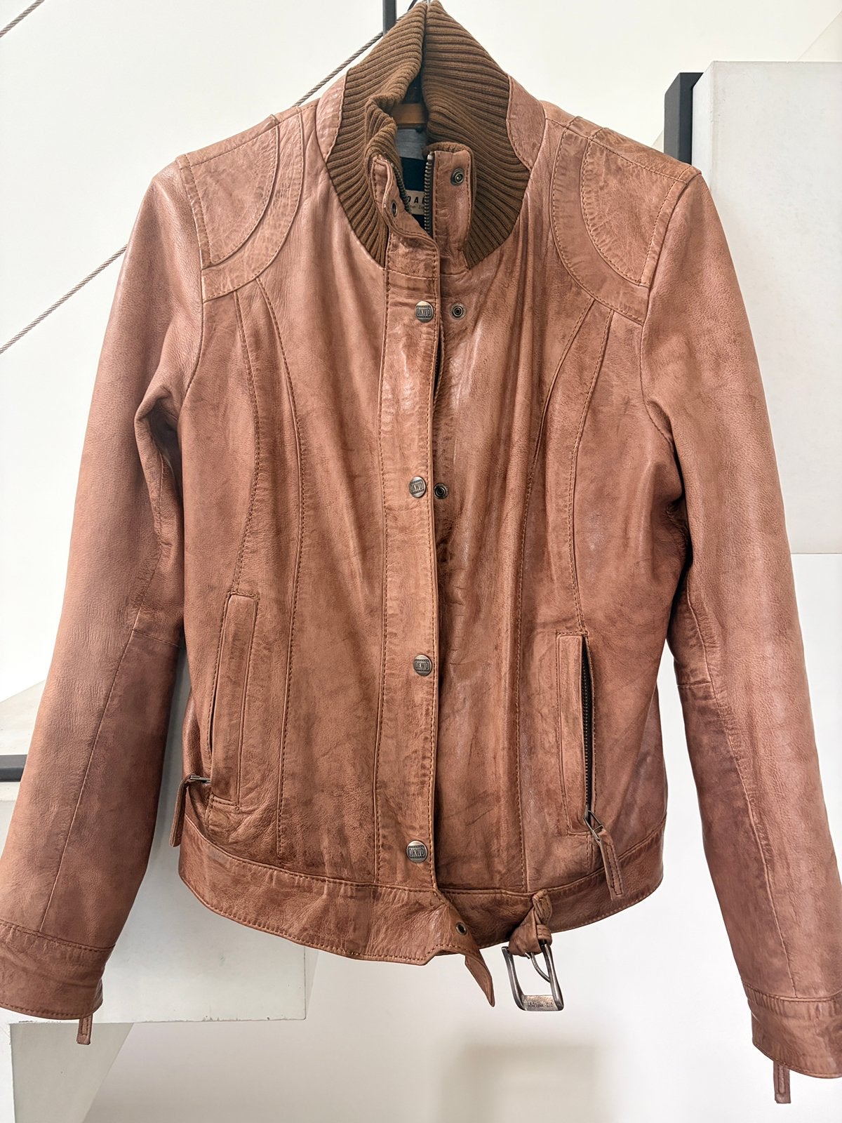 Lederen jasje dames , M/L, Kleding | Dames, Ophalen, Gedragen, Maat 38/40 (M), Bruin