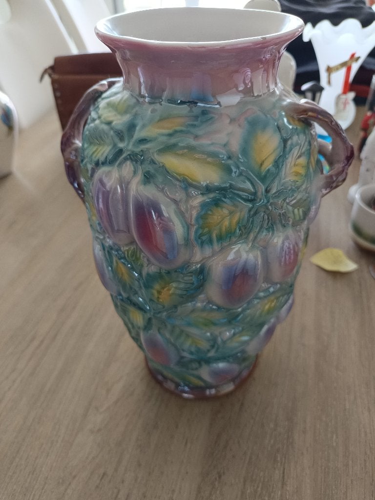 Italiaanse Majolica Barbotine vaas jaren 50, Antiek en Kunst, Antiek | Vazen, Ophalen