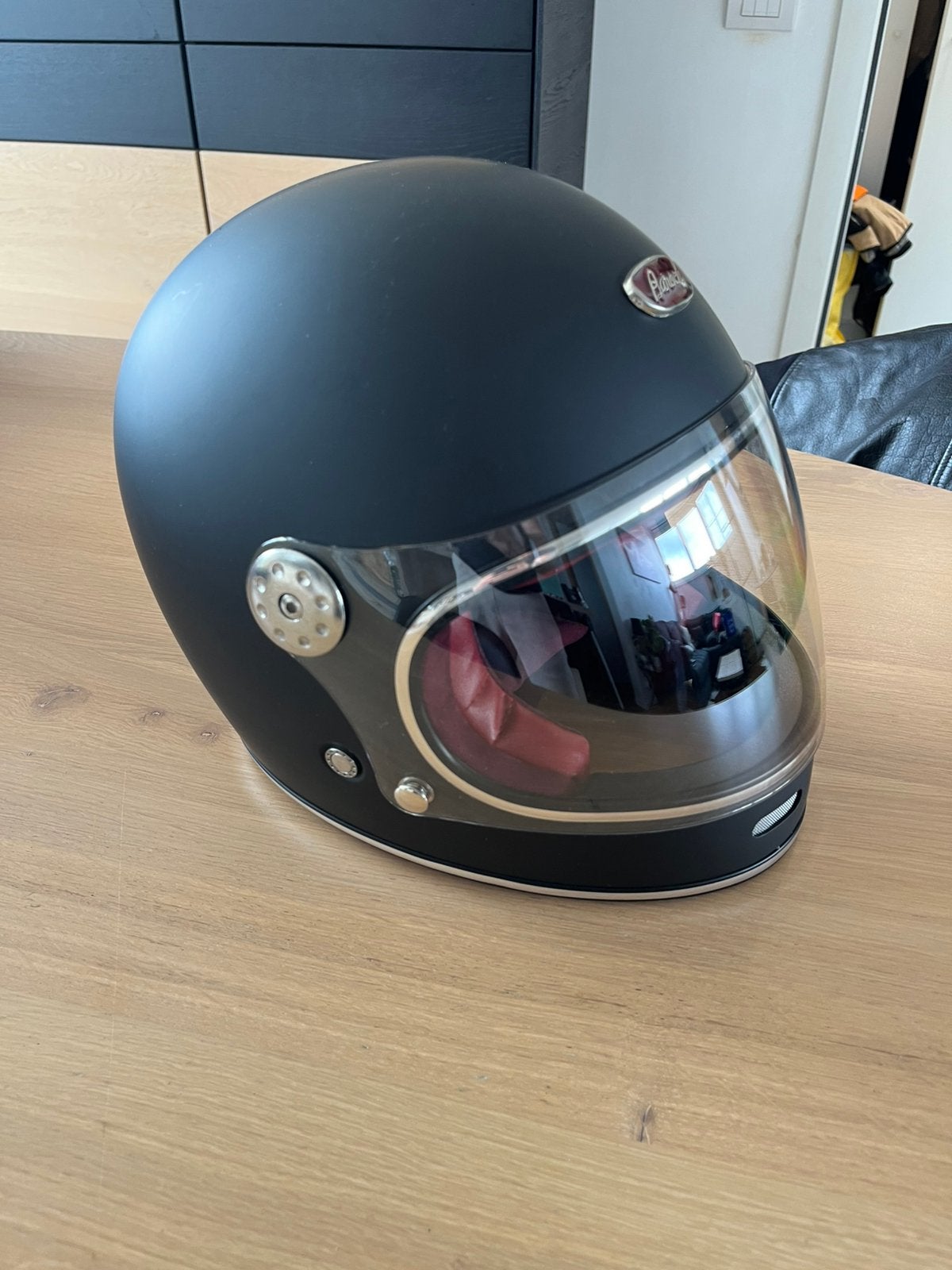 Casque de moto rétro noir mat, Enlèvement, Neuf, Small