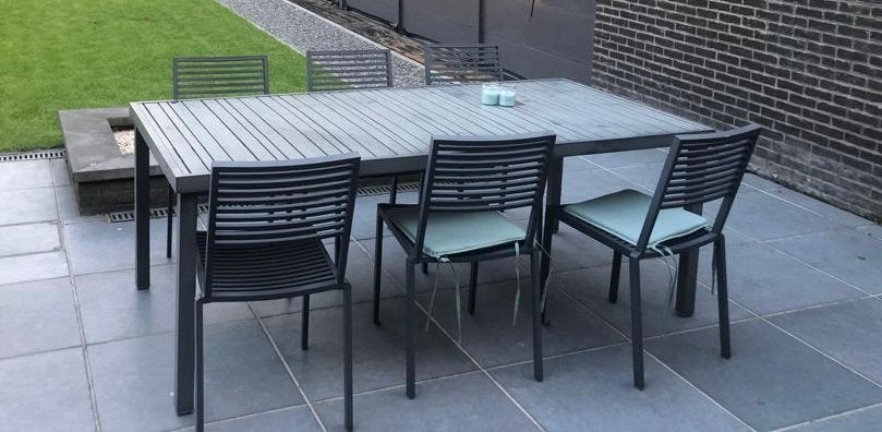 Aluminium tuinset tafel + 6 stoelen, Tuin en Terras, Ophalen, Zo goed als nieuw, Aluminium, Tuinset