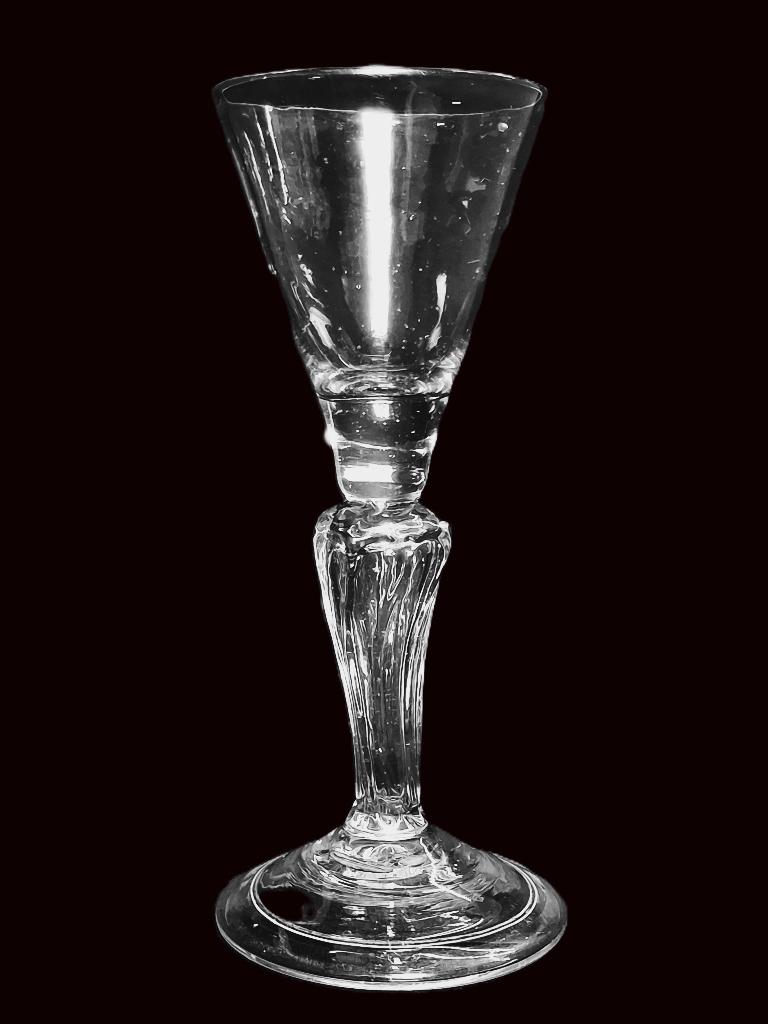 8 Kantige Pedestal Gin Glas c1725, Ophalen of Verzenden