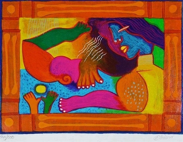 Clemens Briels - "Mujer", Gesigneerd, Verzenden, Zeefdruk