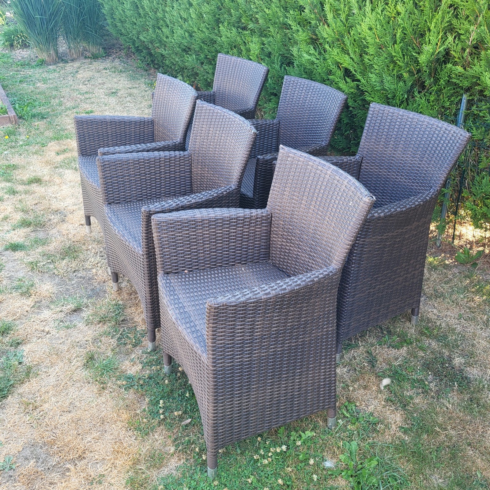 Set van 6 wicker tuinstoelen, Jardin & Terrasse, Chaises de jardin, Enlèvement, Synthétique