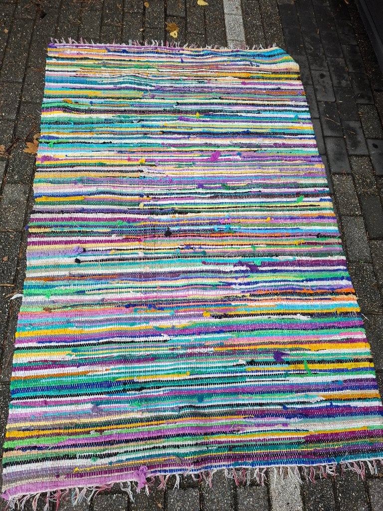 Kleurrijk geweven tapijt – Boho / Vintage stijl, Ophalen, Gebruikt, Tapijt