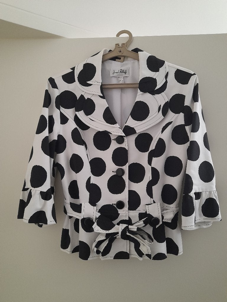 Vintage Joseph Ribkoff - blazer zwart wit polkadot, Kleding | Dames, Jasjes, Kostuums en Pakken, Zwart, Joseph Ribkoff, Ophalen of Verzenden