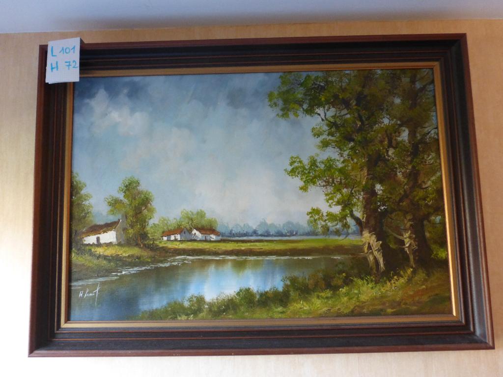 schilderij diverse met houten boord, Ophalen