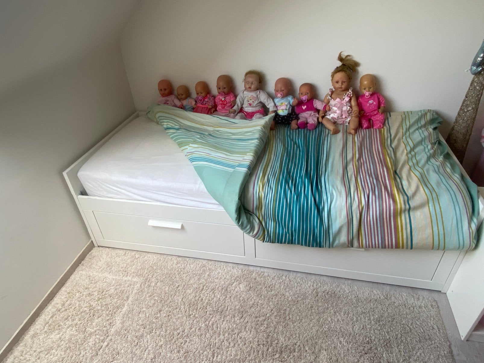 Bed brimnes uitschuifbaar, Sommier à lattes, 70 à 85 cm, Comme neuf, Enlèvement