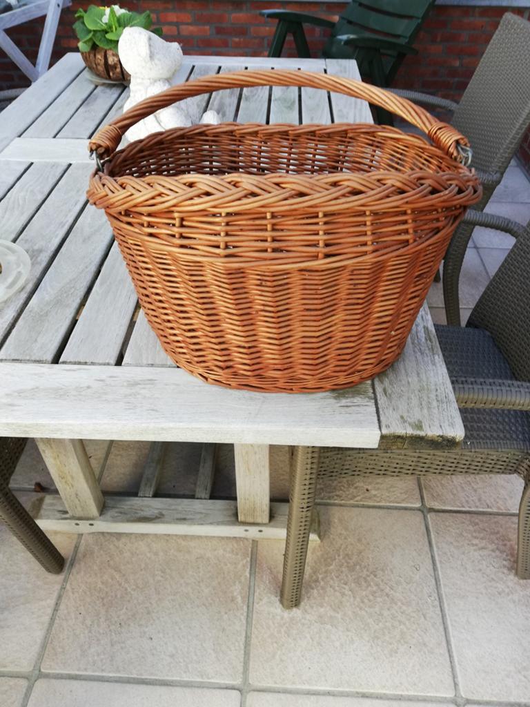 rieten fietsmand en bloempot, Ophalen, Nieuw, Fietsmand